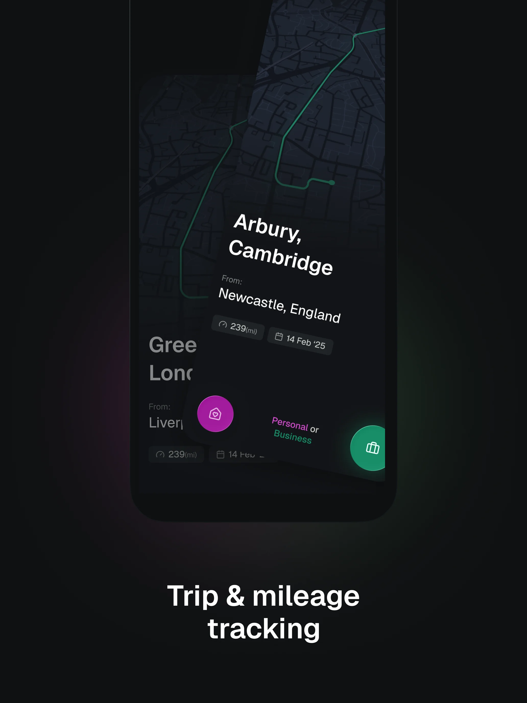 Track mileage automatically - swipe to confirm trips